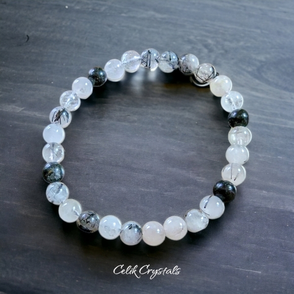 Tourmaline Quartz Crystal Healing Bracelet 6mm - Picture 2 of 2